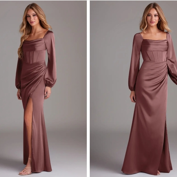 Azazie Charissa Vintage Mauve Size 14 - Picture 3 of 5